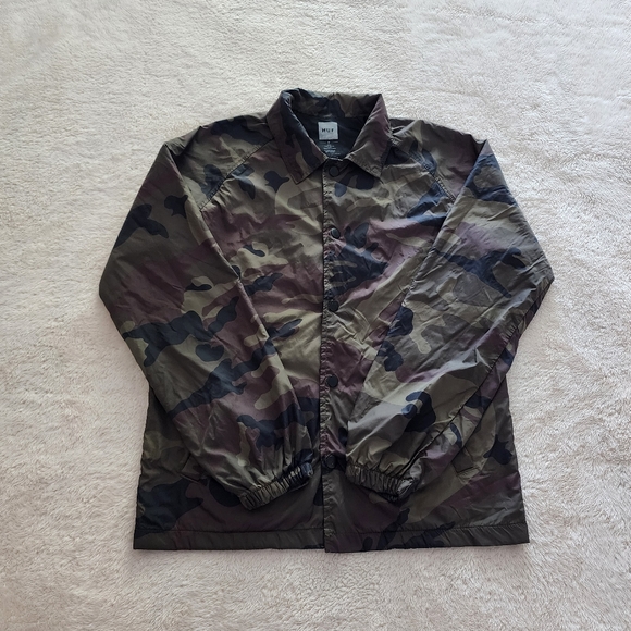 HUF Camo Coaches Jacket, Youth Size Medium, GUC - Woodland Camo - Picture 8 of 8